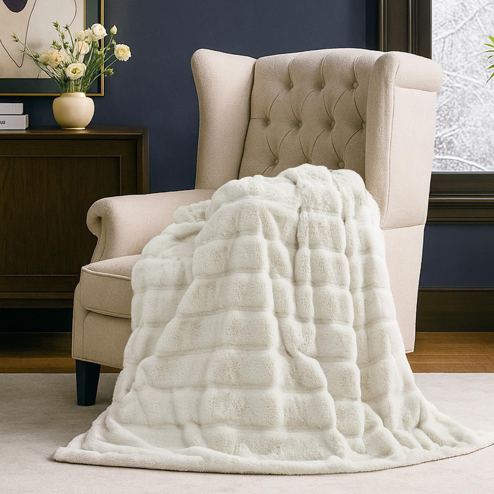 Cozy Bliss hands pressing pile to show softness and loft restoration