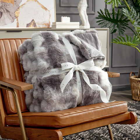 Cozy Bliss styled on king bed illustrating size and taupe tie-dye coordination