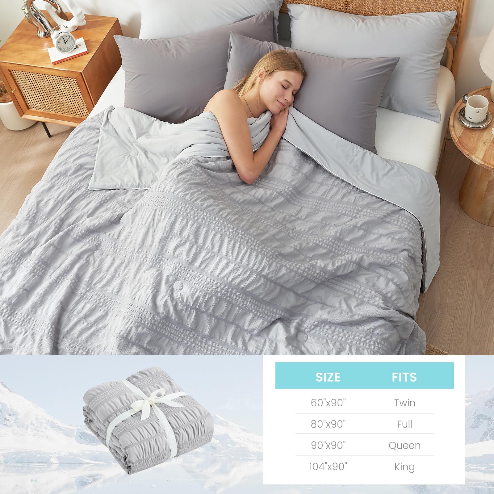 Cozy Bliss bedroom lifestyle scene conveying cooler, relaxed summer sleep