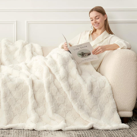 Cozy Bliss throw draped on couch demonstrating cozy use and benefit: instant room styling