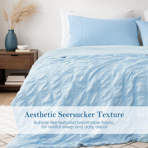 Cozy Bliss queen comforter styled on bed demonstrating summer-ready bedroom comfort