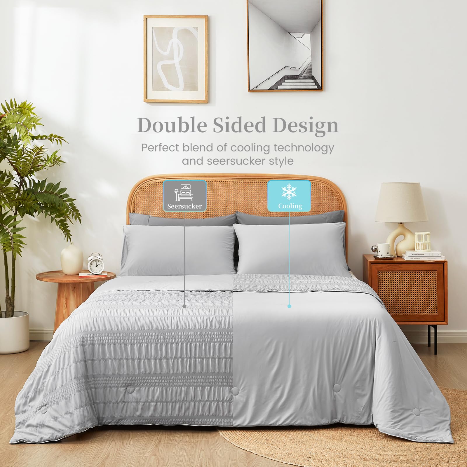 Cozy Bliss styled on king bed in light grey for breathable summer bedding