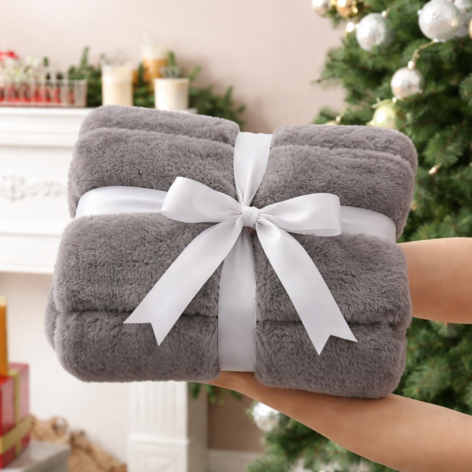 Cozy Bliss throw draped on sofa providing visible warmth and stylish living room accent