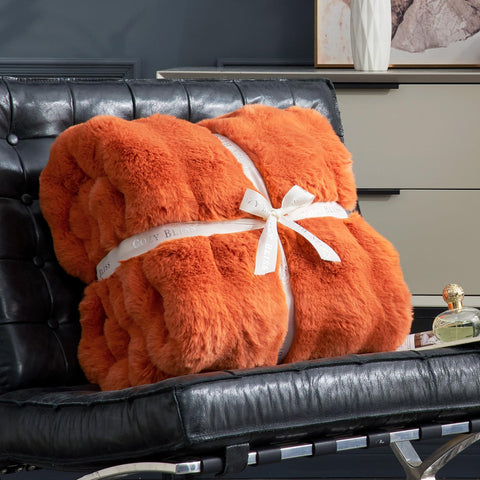 Cozy Bliss draped on sofa shows decorative look and cozy warmth