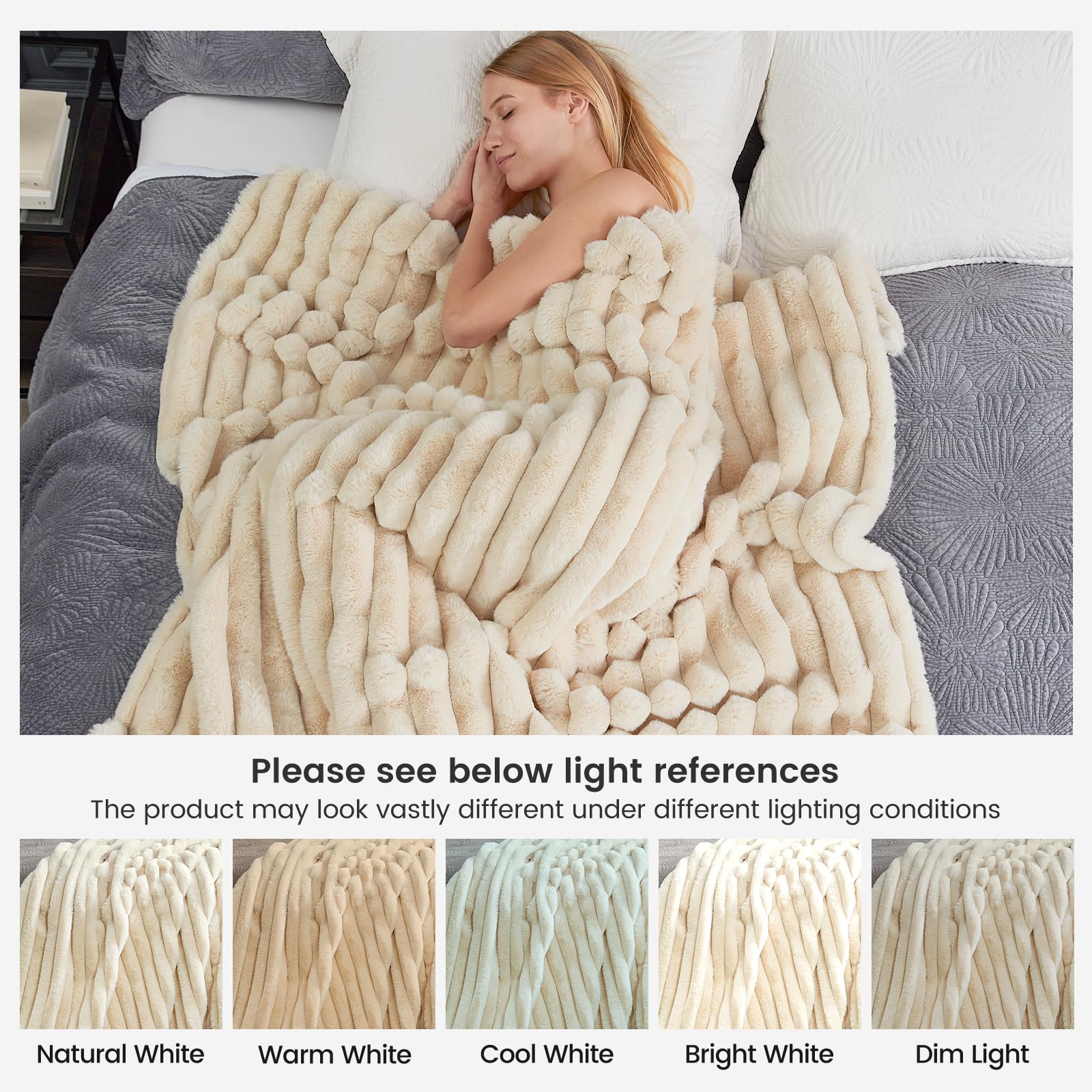 Cozy Bliss throw held by hand to demonstrate 50x60 scale and lightweight portability