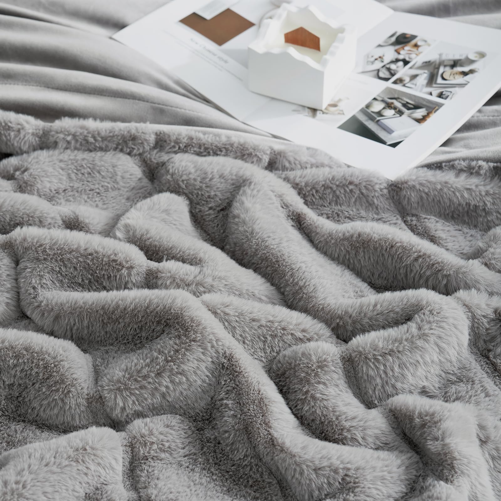 Cozy Bliss throw with ruler for size comparison showing generous 60x80 coverage