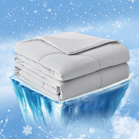 Cozy Bliss twin comforter front view showing neat finish and cooling look