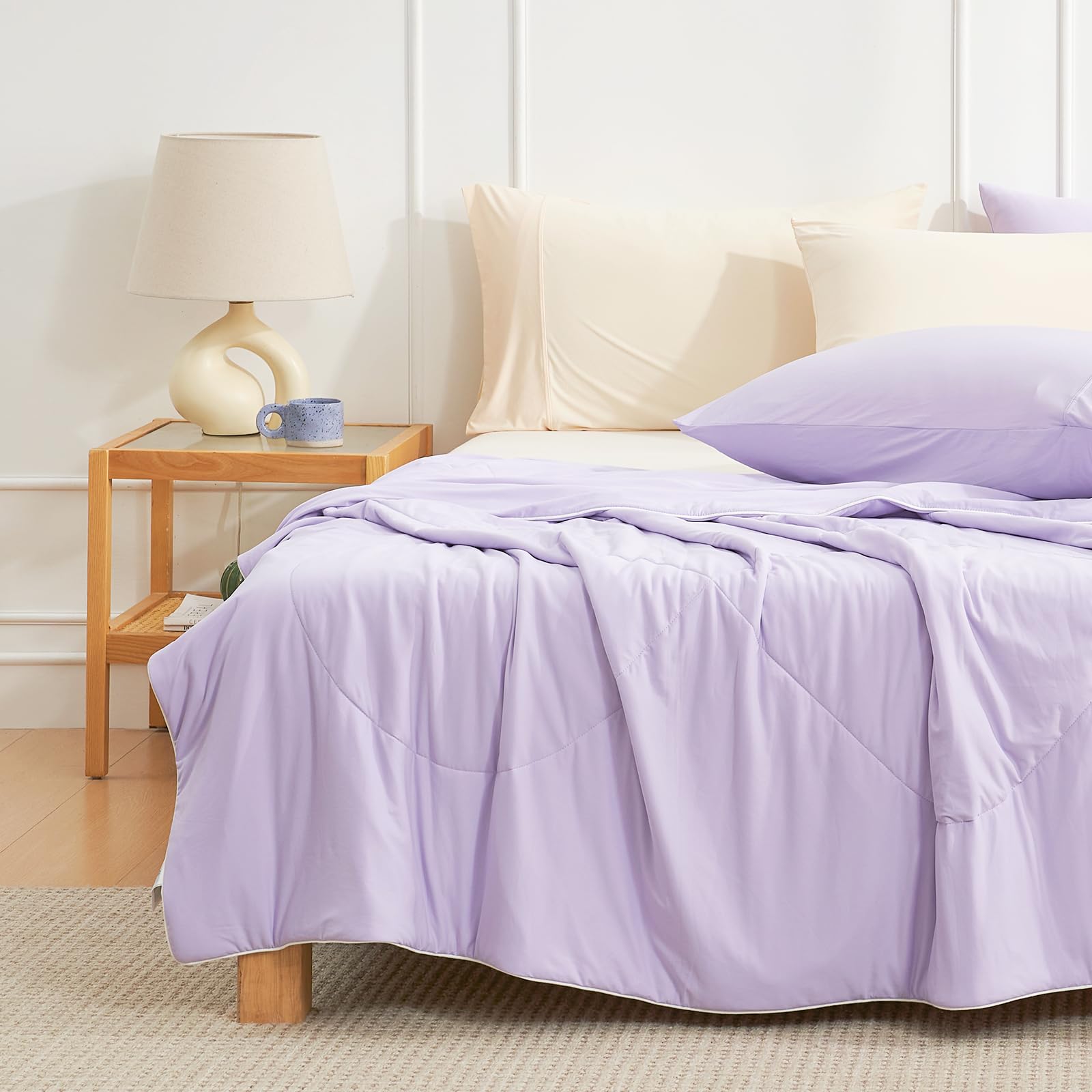 Cozy Bliss comforter in washing machine emphasizing machine-washable durability