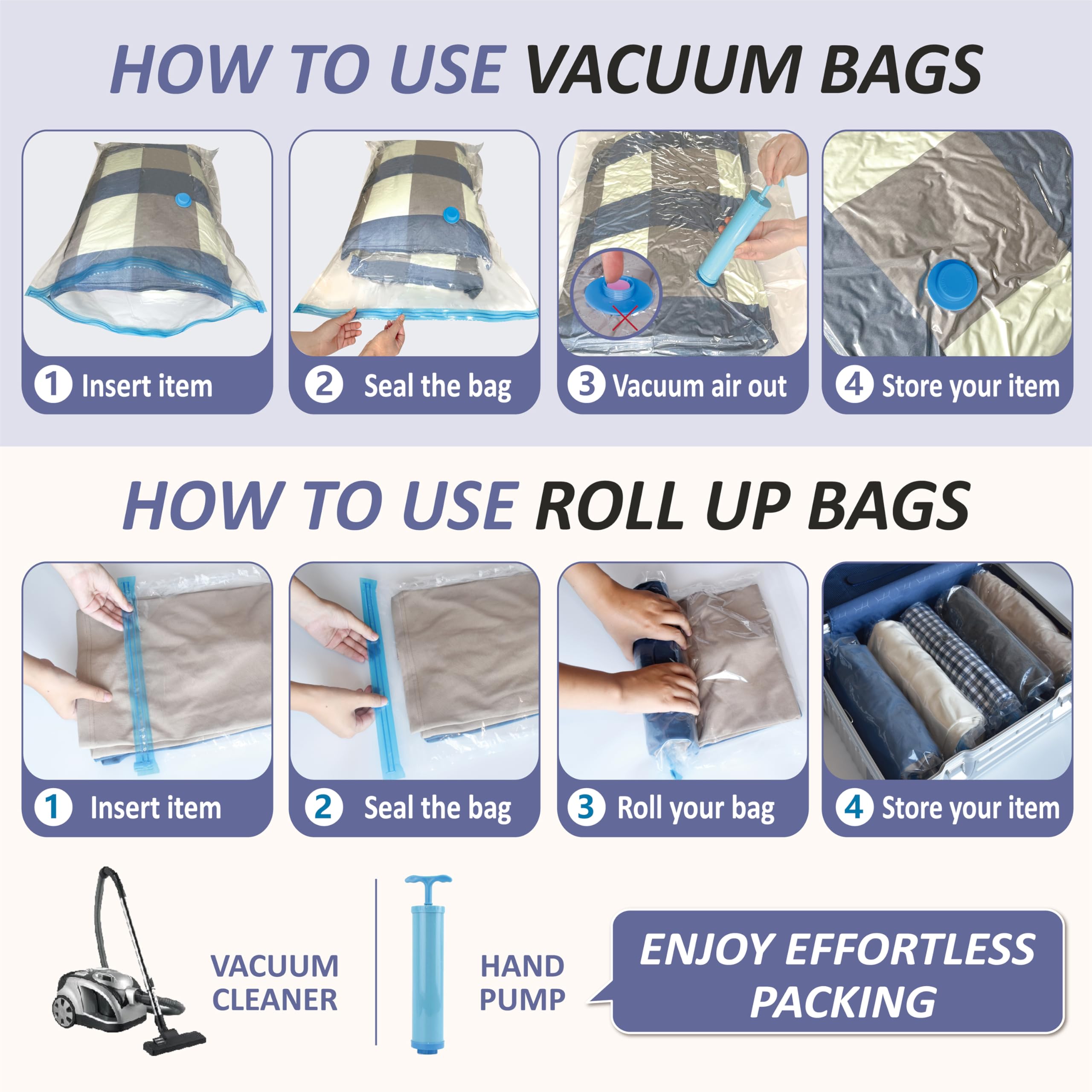 Cozy Essential multiple bag sizes laid out for scale and organization clarity