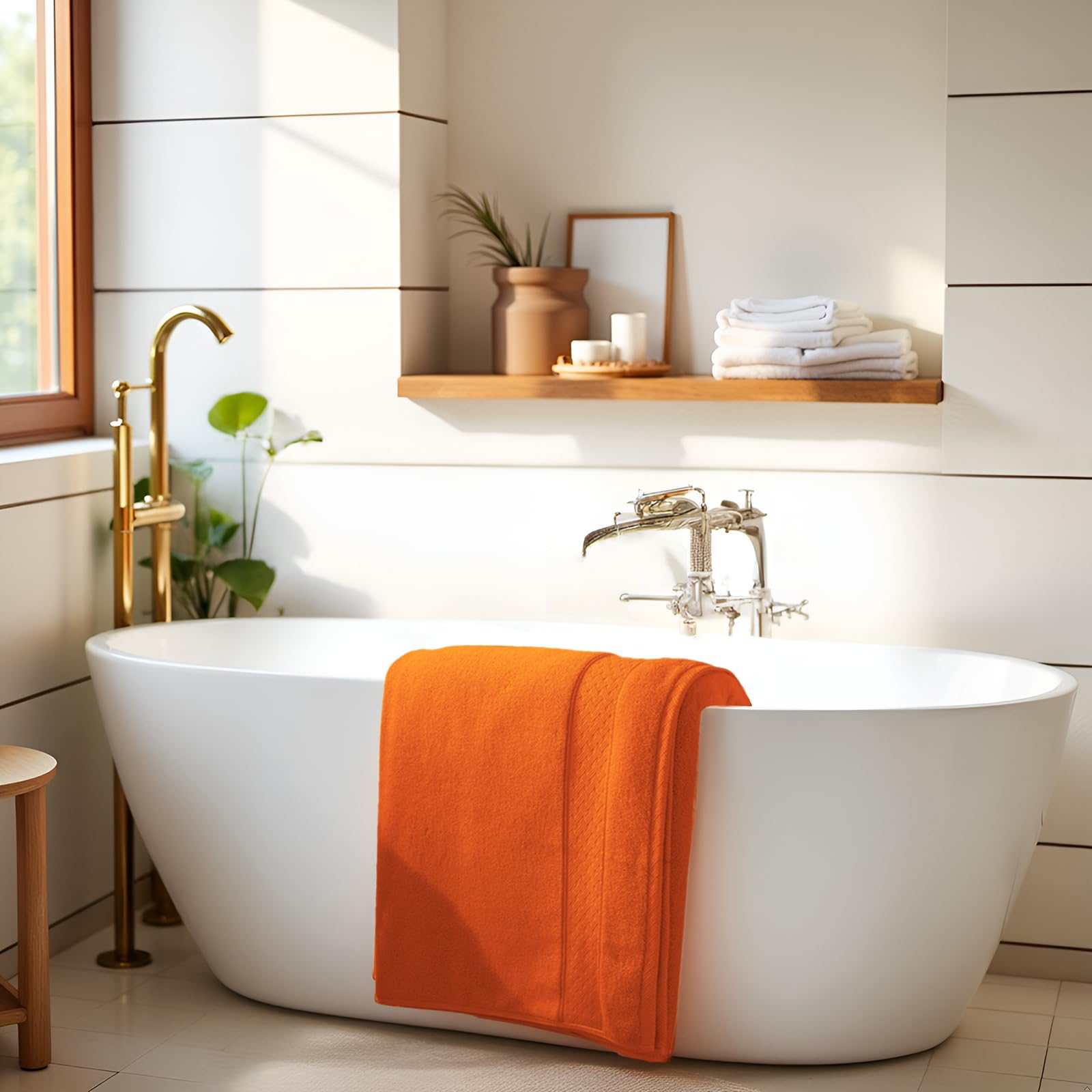 COZYART folded bath towel detail showing plush pile and neat hem for durability