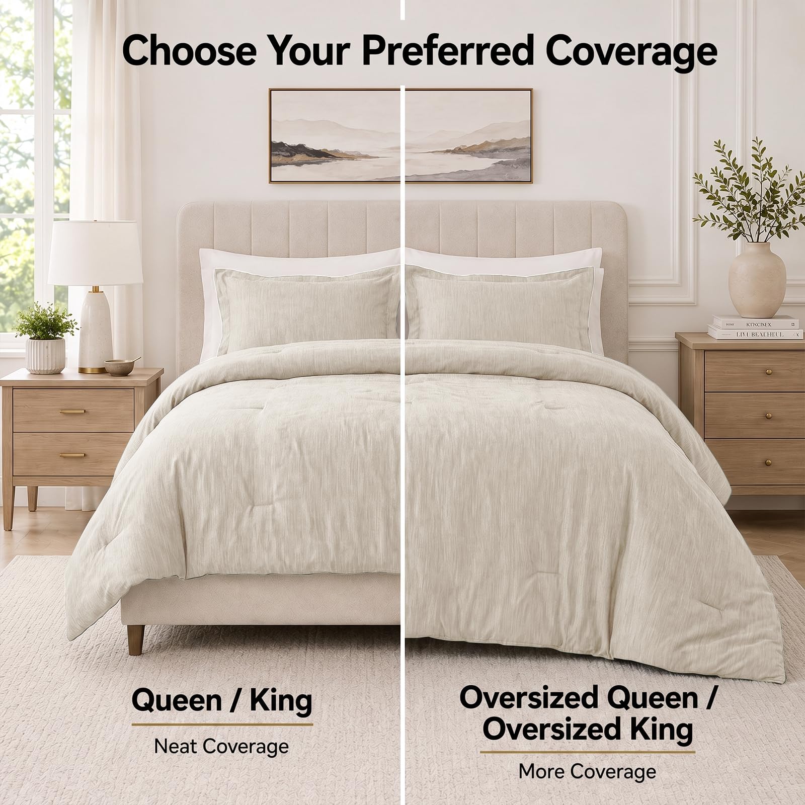 CozyLux comforter on a bedroom showing how it complements decor
