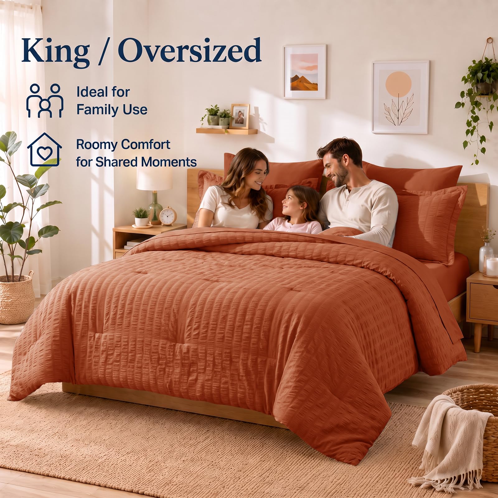 CozyLux bed staged in bedroom illustrating how set elevates room decor