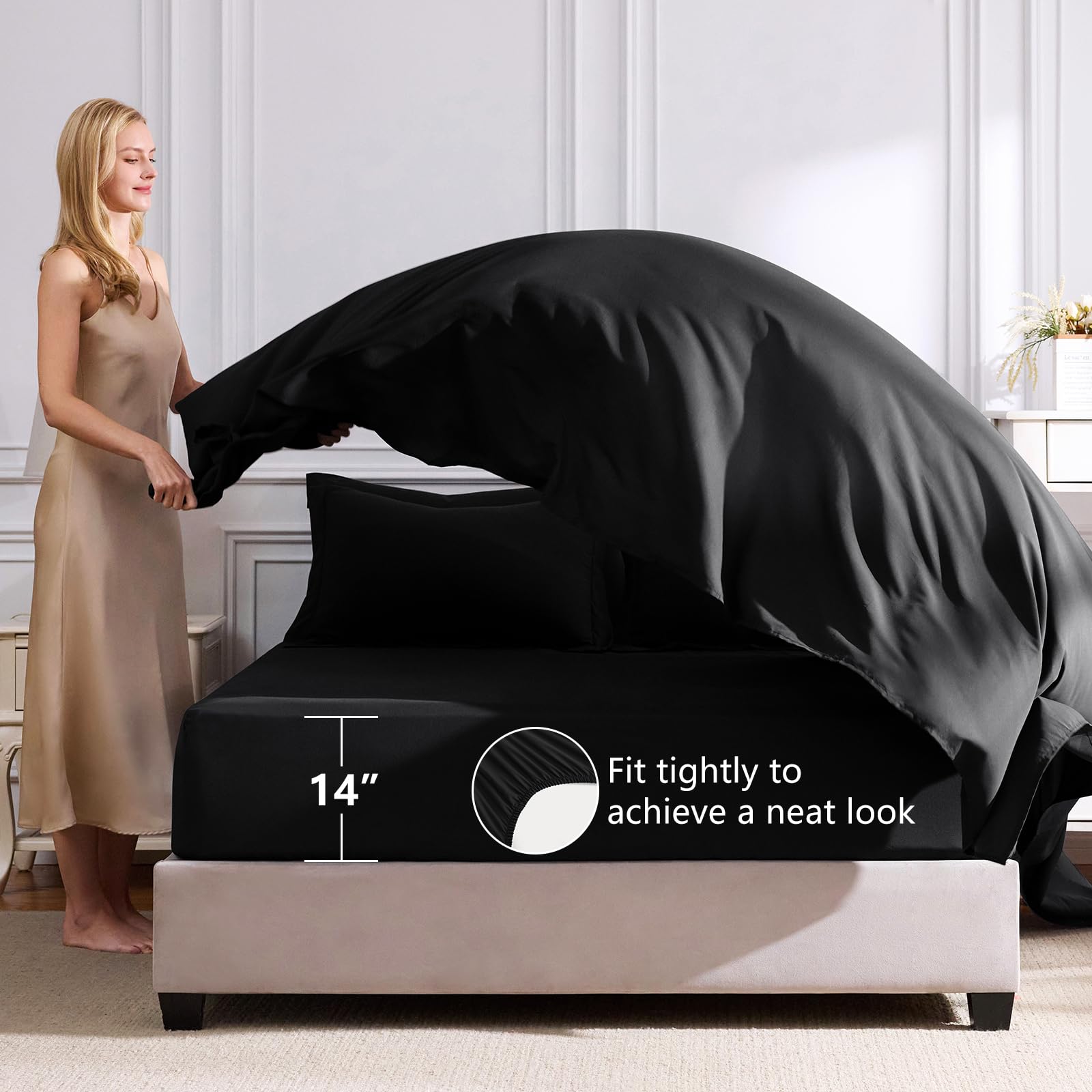 CozyLux styled bedroom with set in use showing modern aesthetic benefit