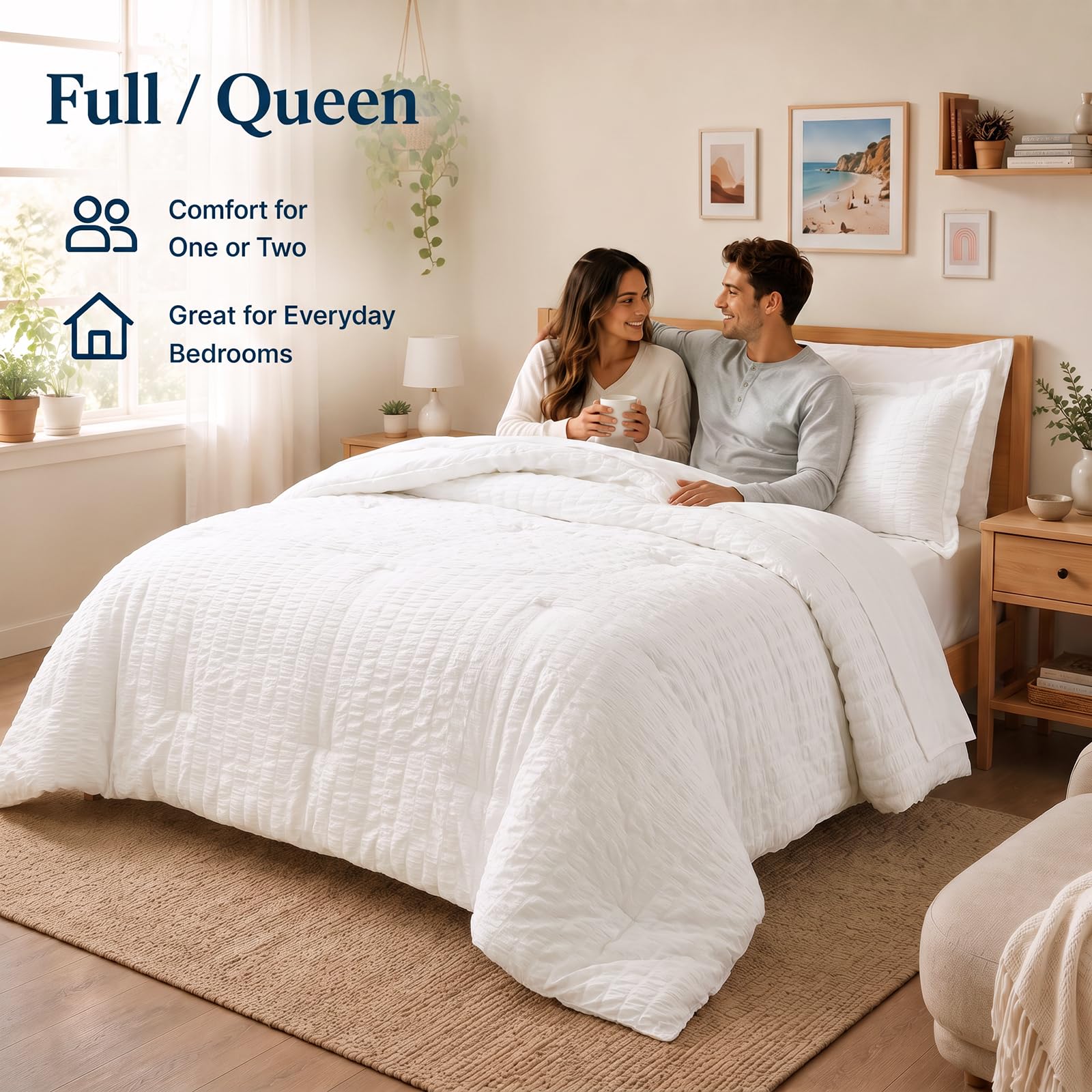 CozyLux styled on a made bed in a bedroom to show real-world look and calming aesthetic