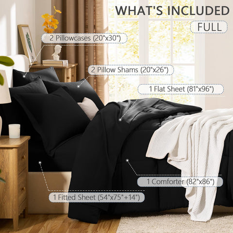 CozyLux styled bedroom with black bedding showing modern, polished sleep space