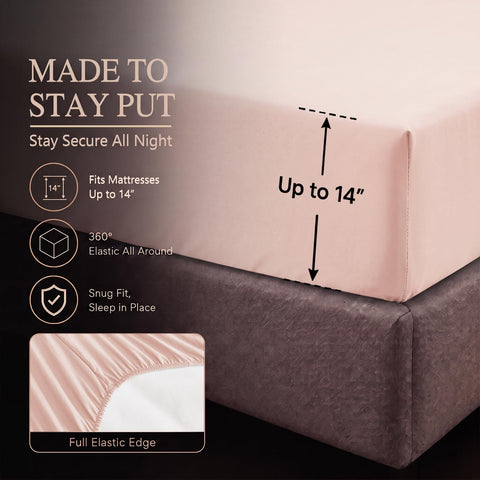 CozyLux bedroom lifestyle photo with peach pink set creating a warm inviting scene