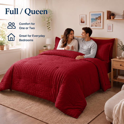 CozyLux styled bedroom with set on queen bed conveying instant room makeover