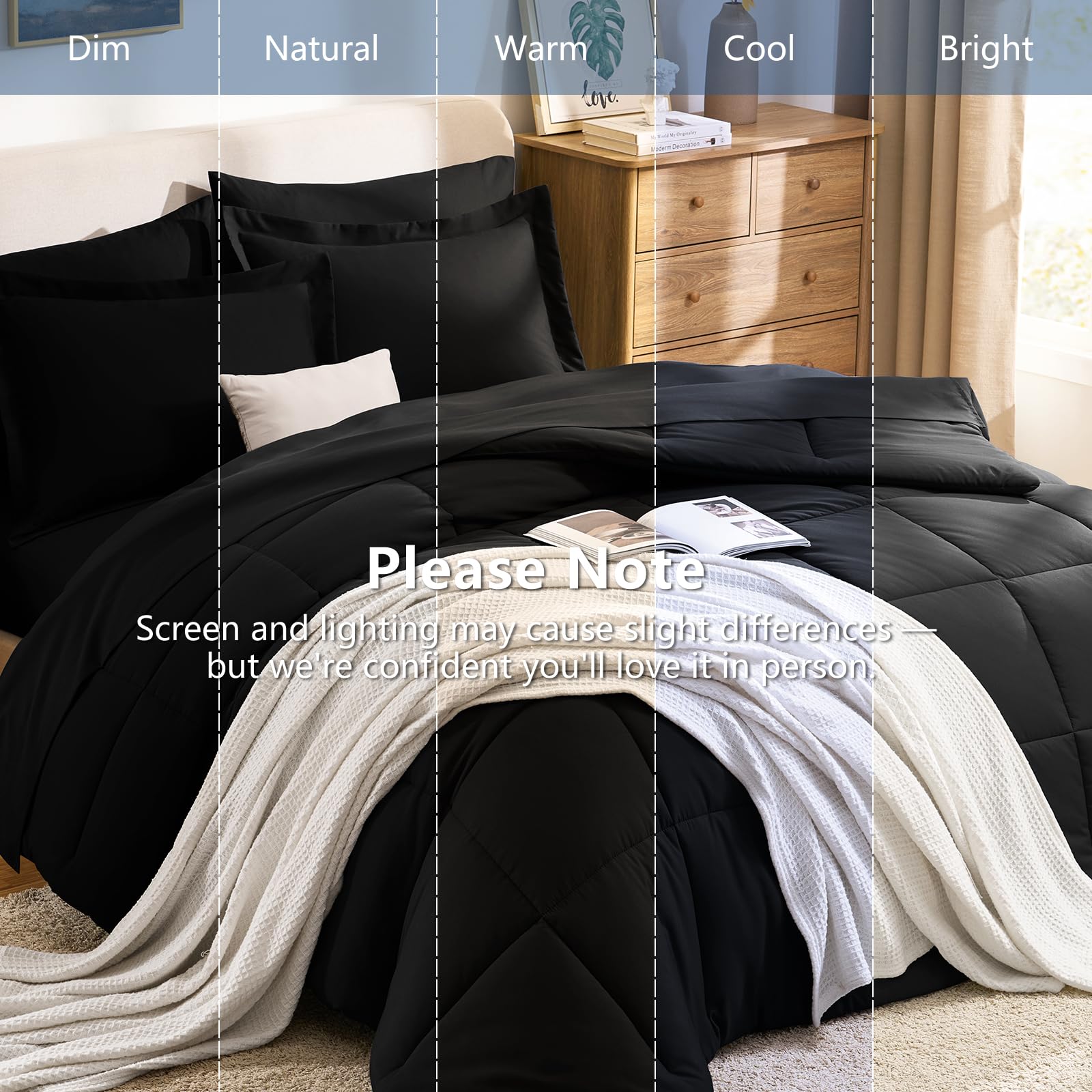 CozyLux color swatches fan displaying black among other color options for easy matching