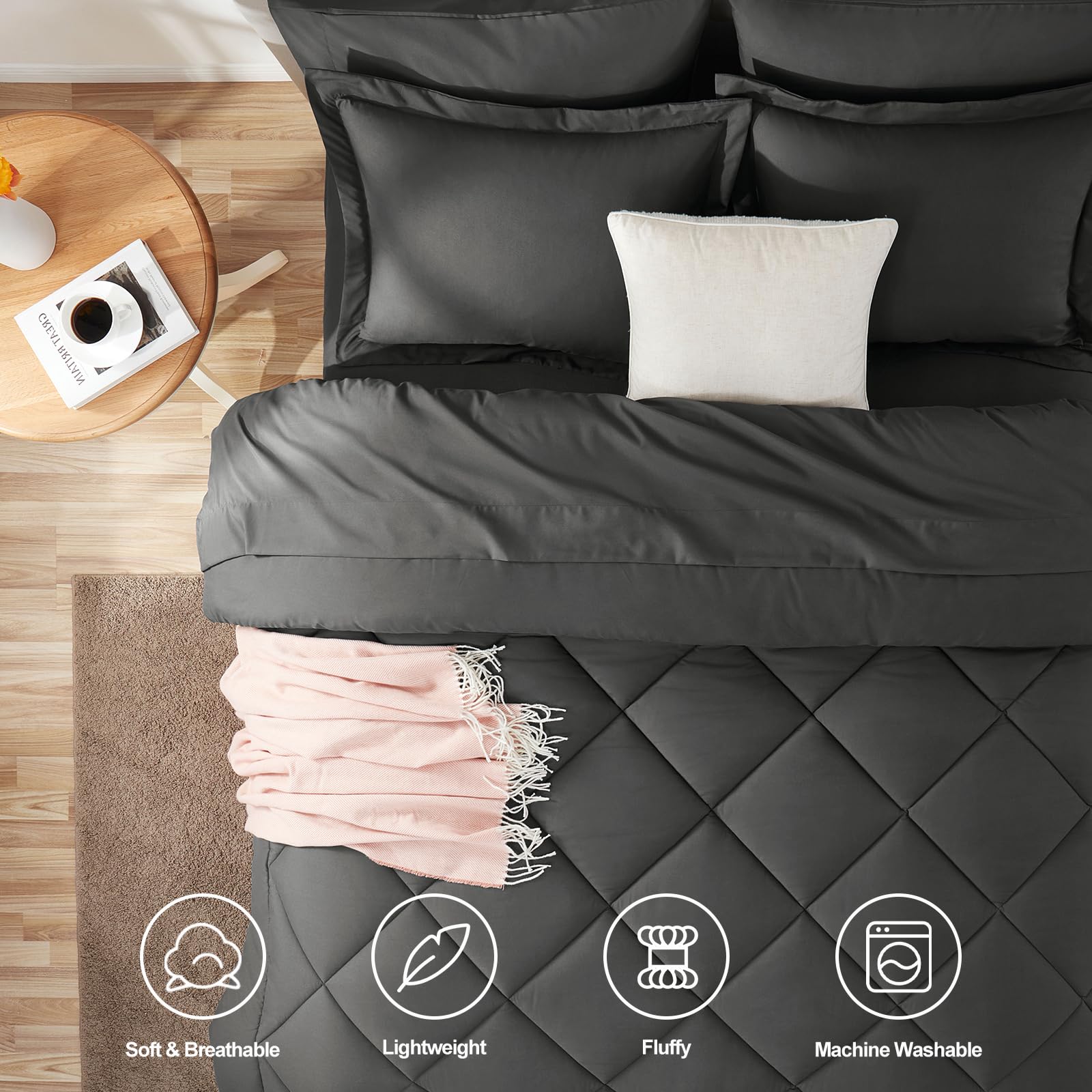 CozyLux comforter close-up showing brushed microfiber texture and soft feel