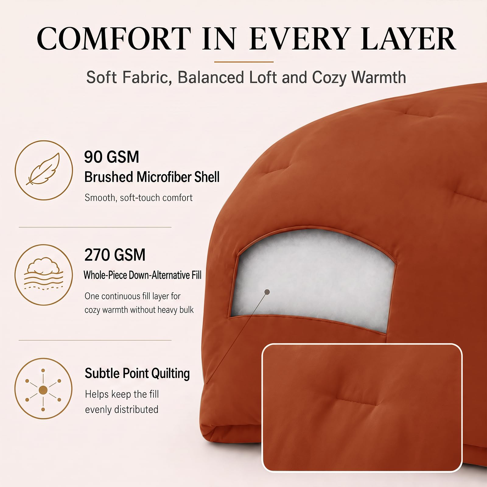 CozyLux reinforced corner tab detail to secure comforter inside duvet cover