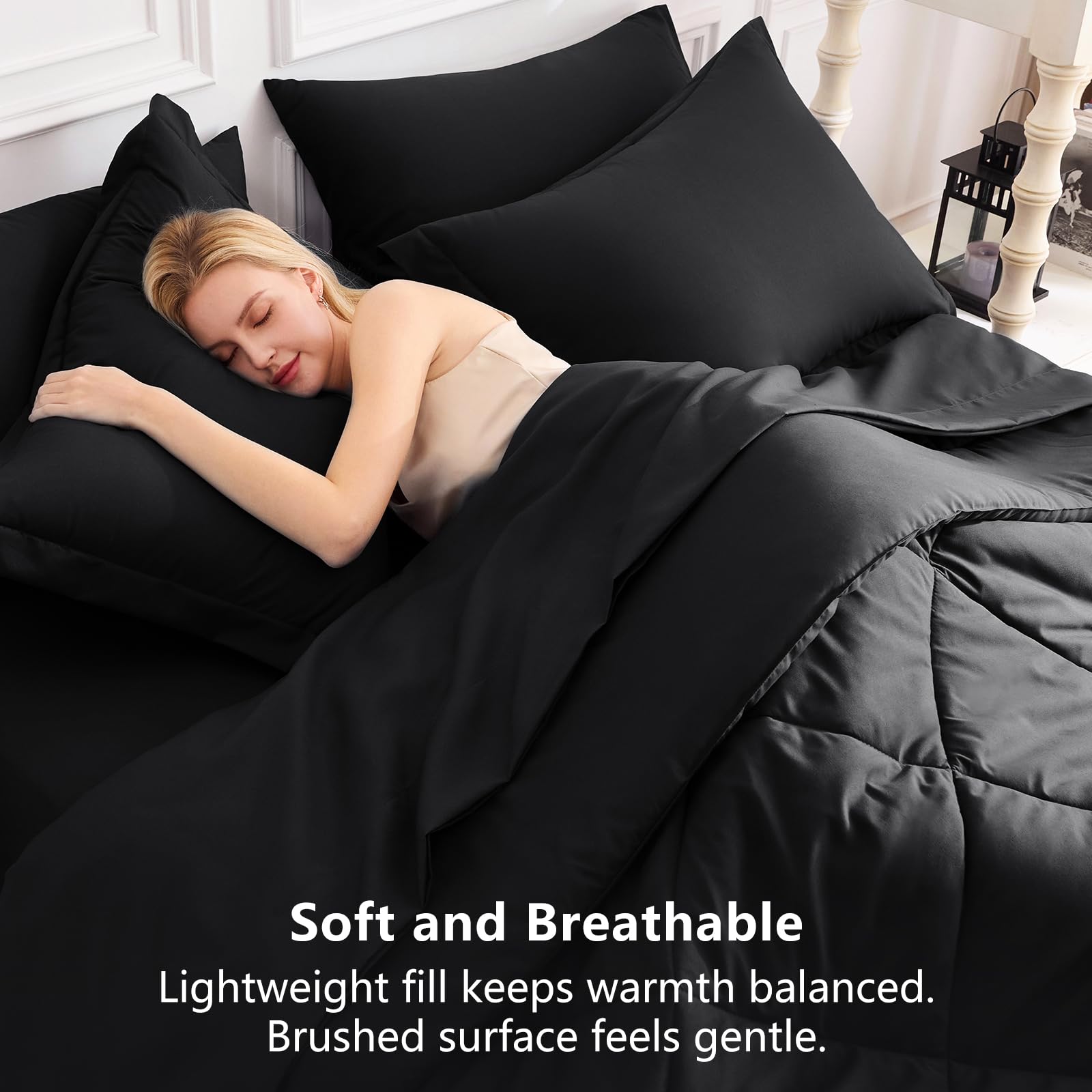 CozyLux comforter edge and stitching highlighting durable seams benefit