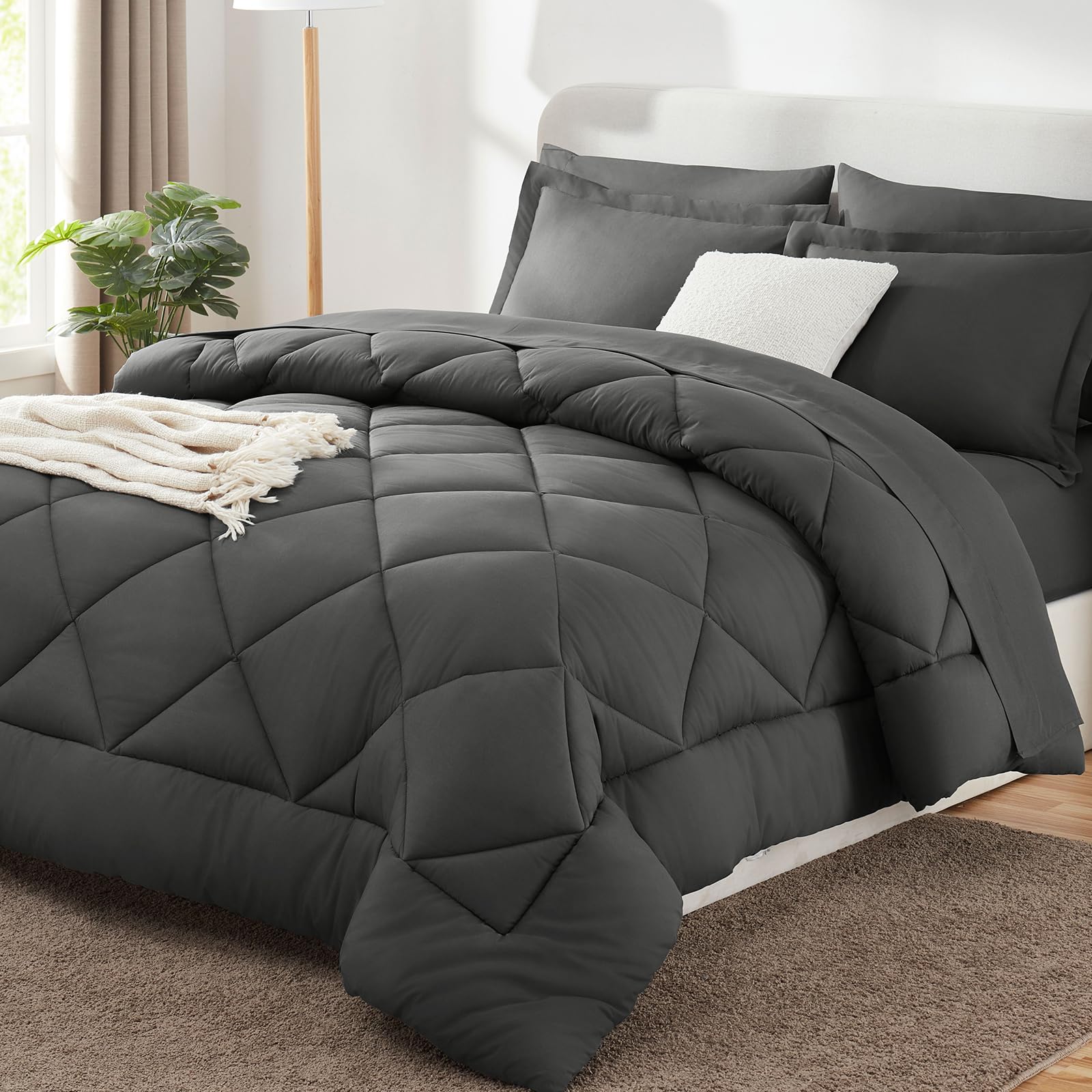 CozyLux comforter front view on made bed showing polished look and extra drape