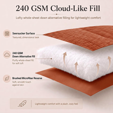 CozyLux comforter styled on bed in modern bedroom illustrating cozy look