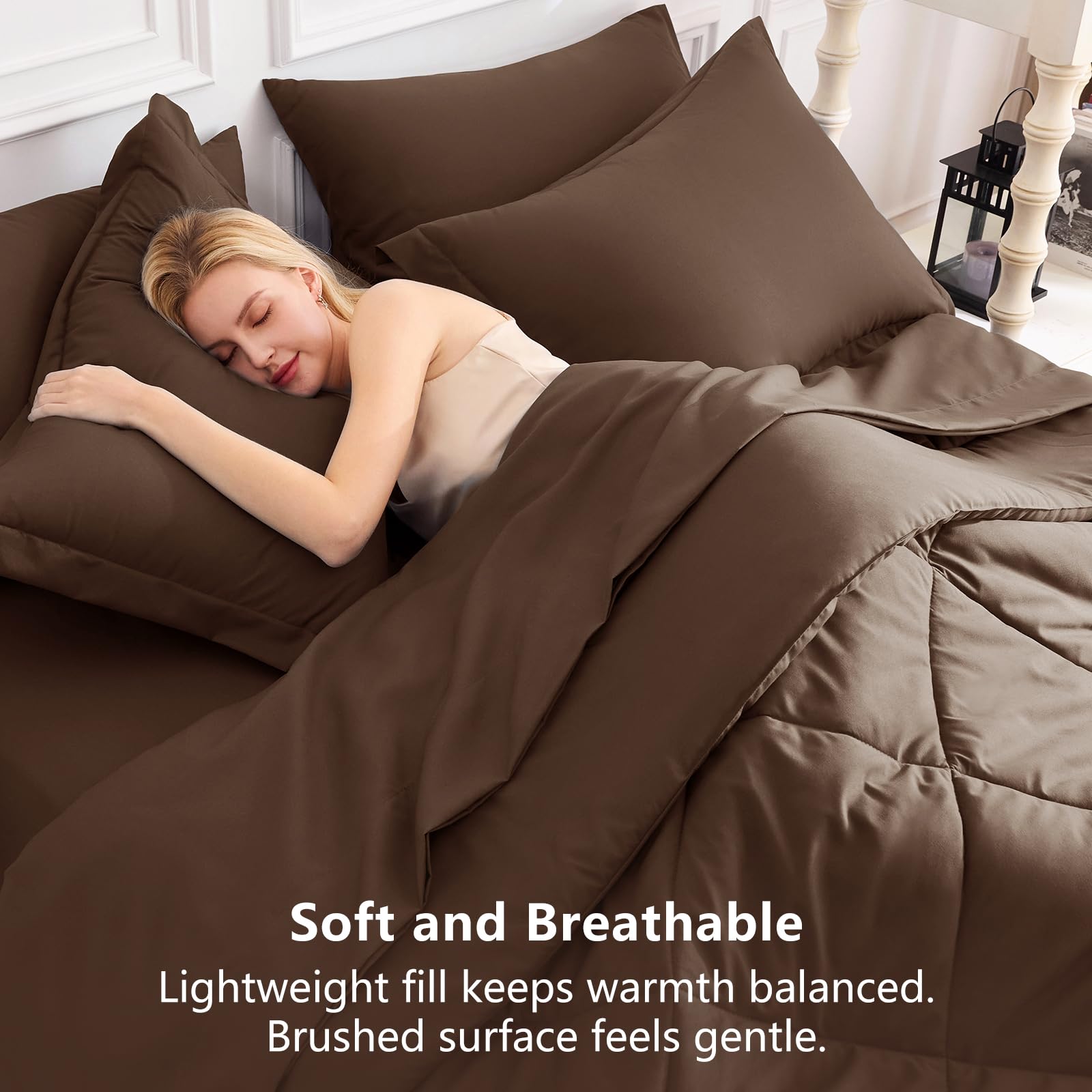 CozyLux comforter styled on a bedroom to demonstrate lightweight warmth and cozy look