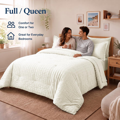 CozyLux styled bedroom with comforter in use showing lightweight, layered comfort