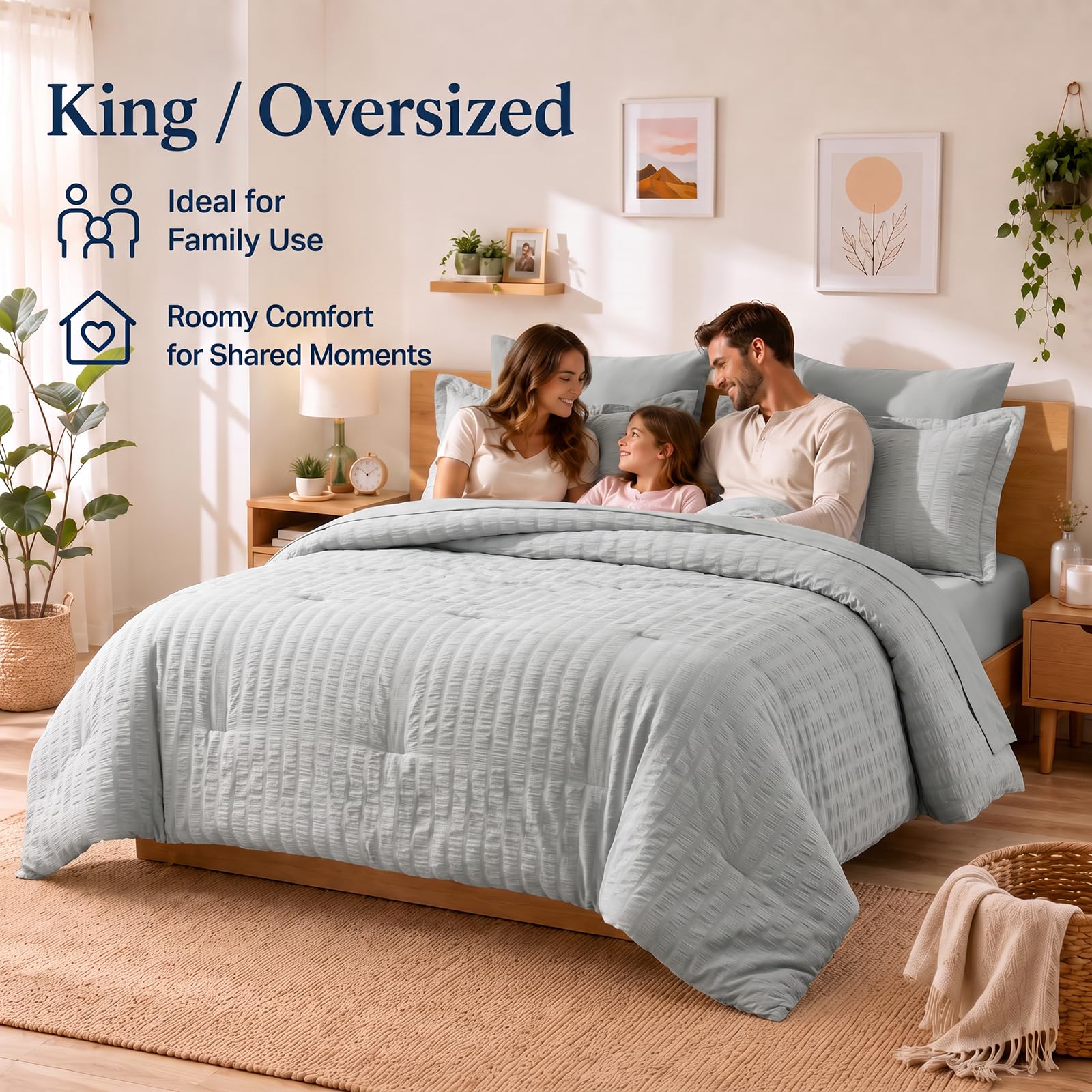 CozyLux comforter loft being fluffed to show lightweight down-alternative warmth