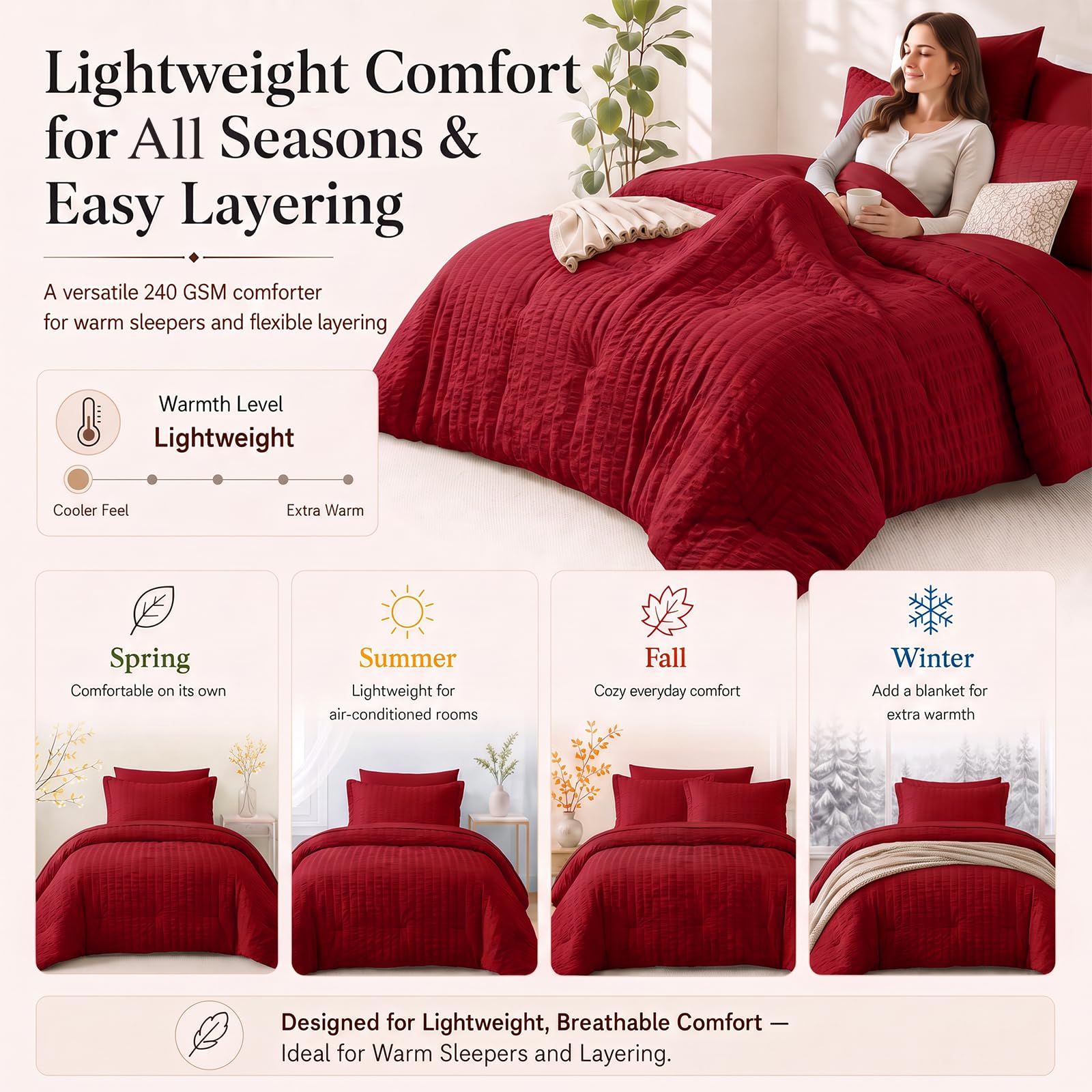 CozyLux comforter loft after fluffing showing restored volume and lightweight warmth