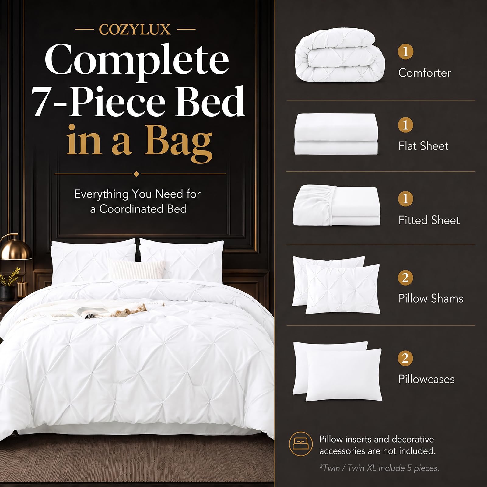 CozyLux comforter dressed on a queen bed demonstrating full coverage