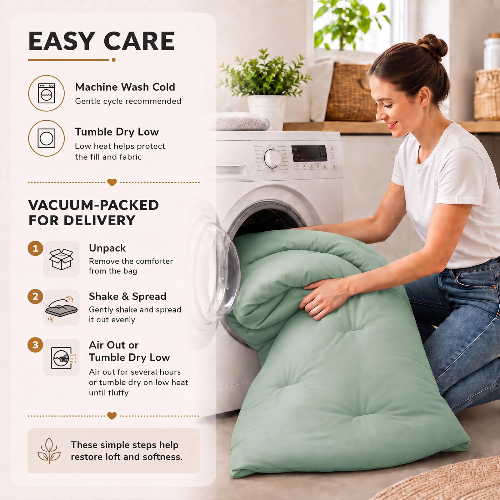 CozyLux comforter vacuum compressed packaging showing compact shipping benefit