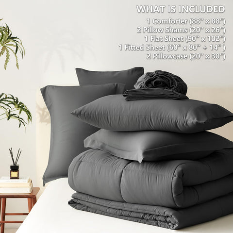 CozyLux comforter draped over bed side to show coverage and how it hangs for a full, cozy appearance