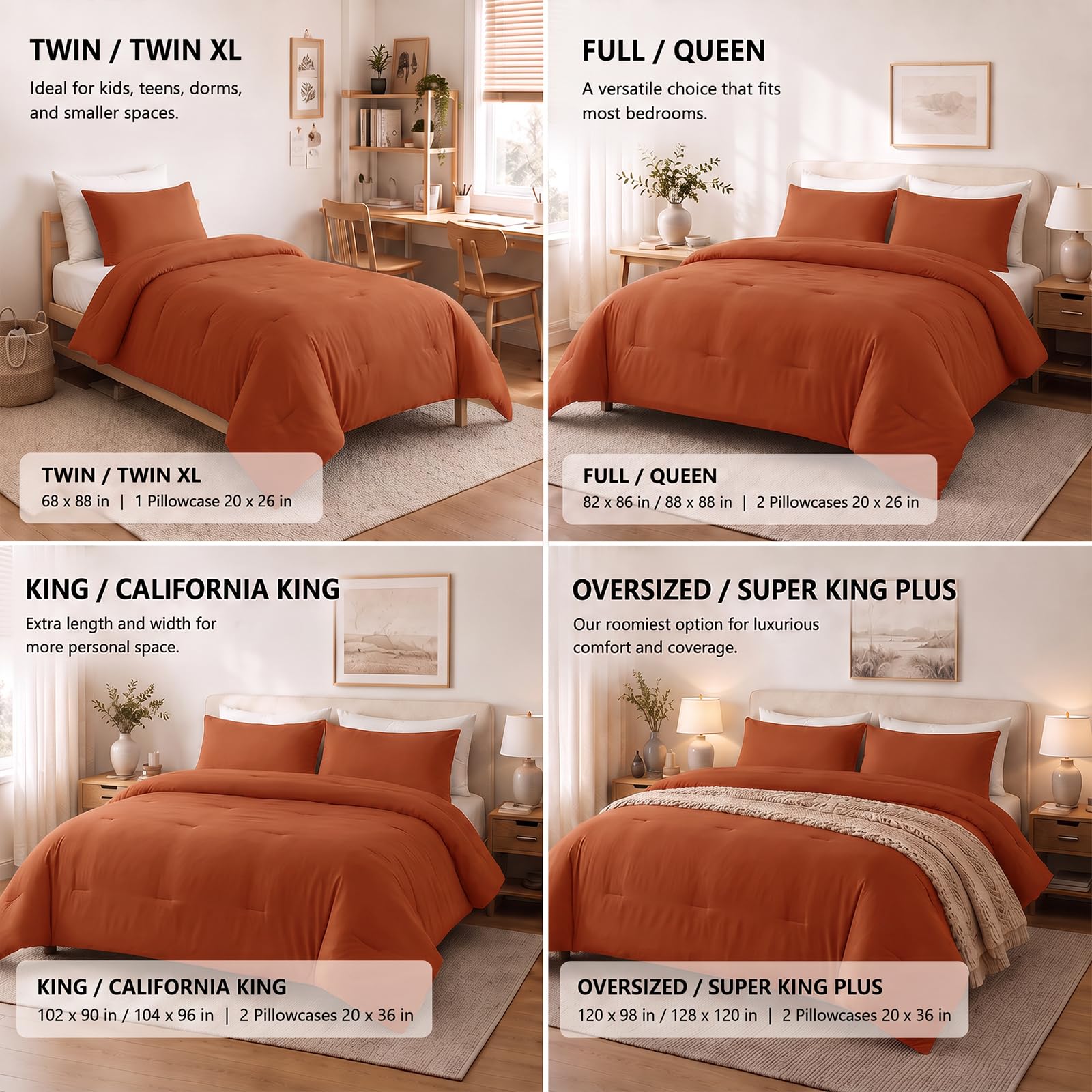 CozyLux comforter on queen mattress showing scale and side drape