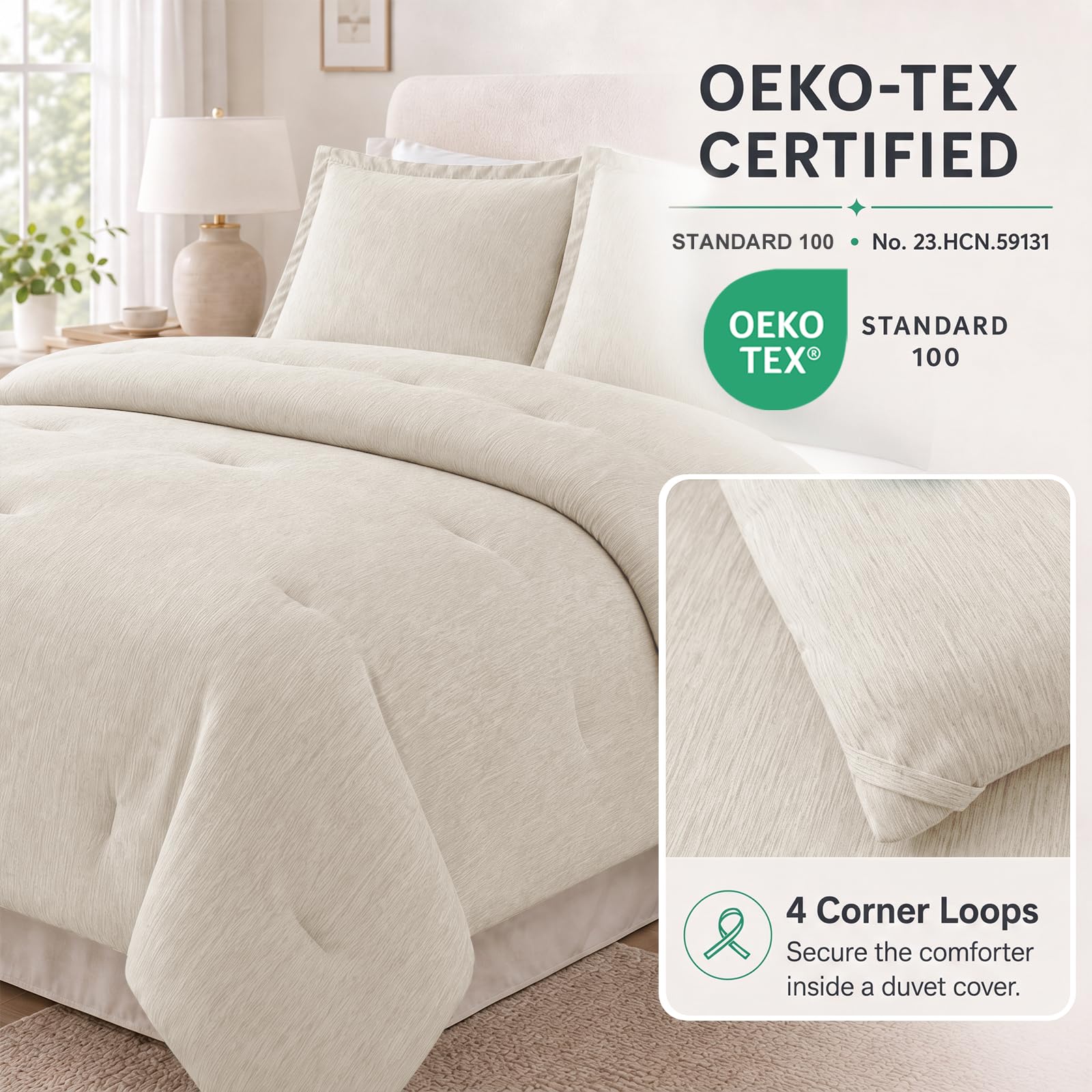 CozyLux corner tab close-up that anchors comforter inside a duvet cover