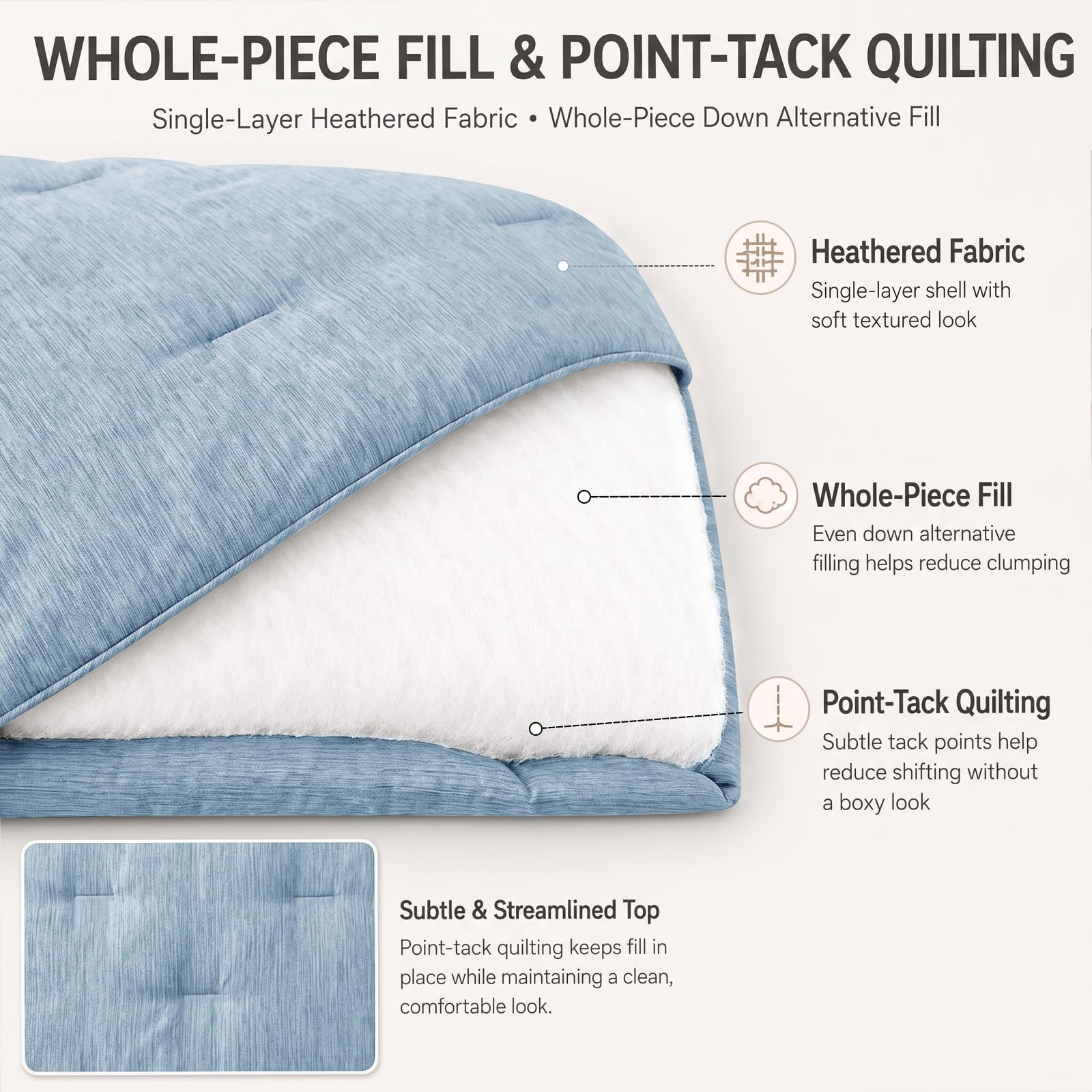 CozyLux corner tab detail showing secure attachment for duvet cover stability