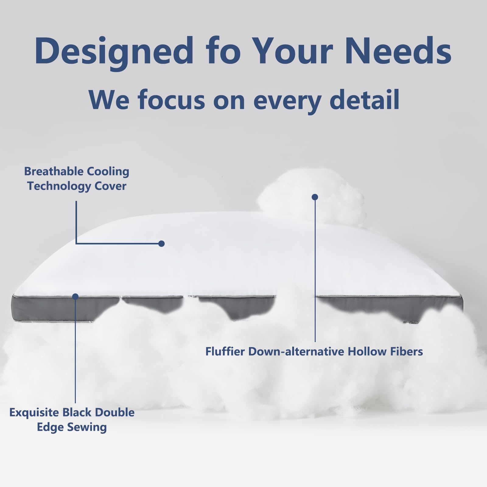 CozyLux hollow fiber fill texture showing breathable resilience