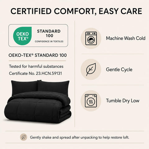 CozyLux side profile of comforter fill showing balanced loft for year-round comfort