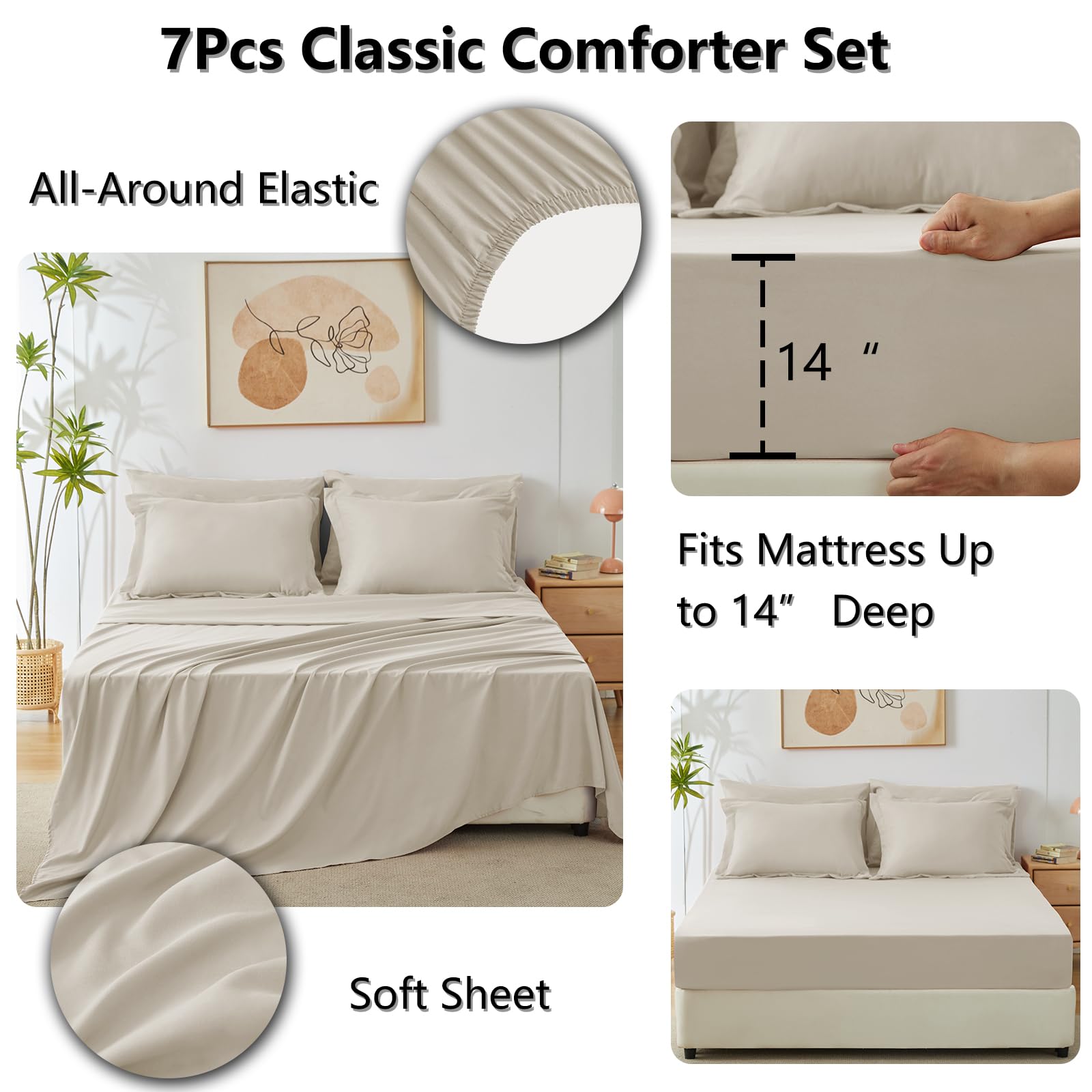 CozyLux fitted sheet deep pocket photo showing 14-inch mattress compatibility