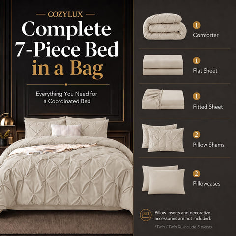 CozyLux fitted sheet deep pocket showing 14-inch depth and secure fit benefit