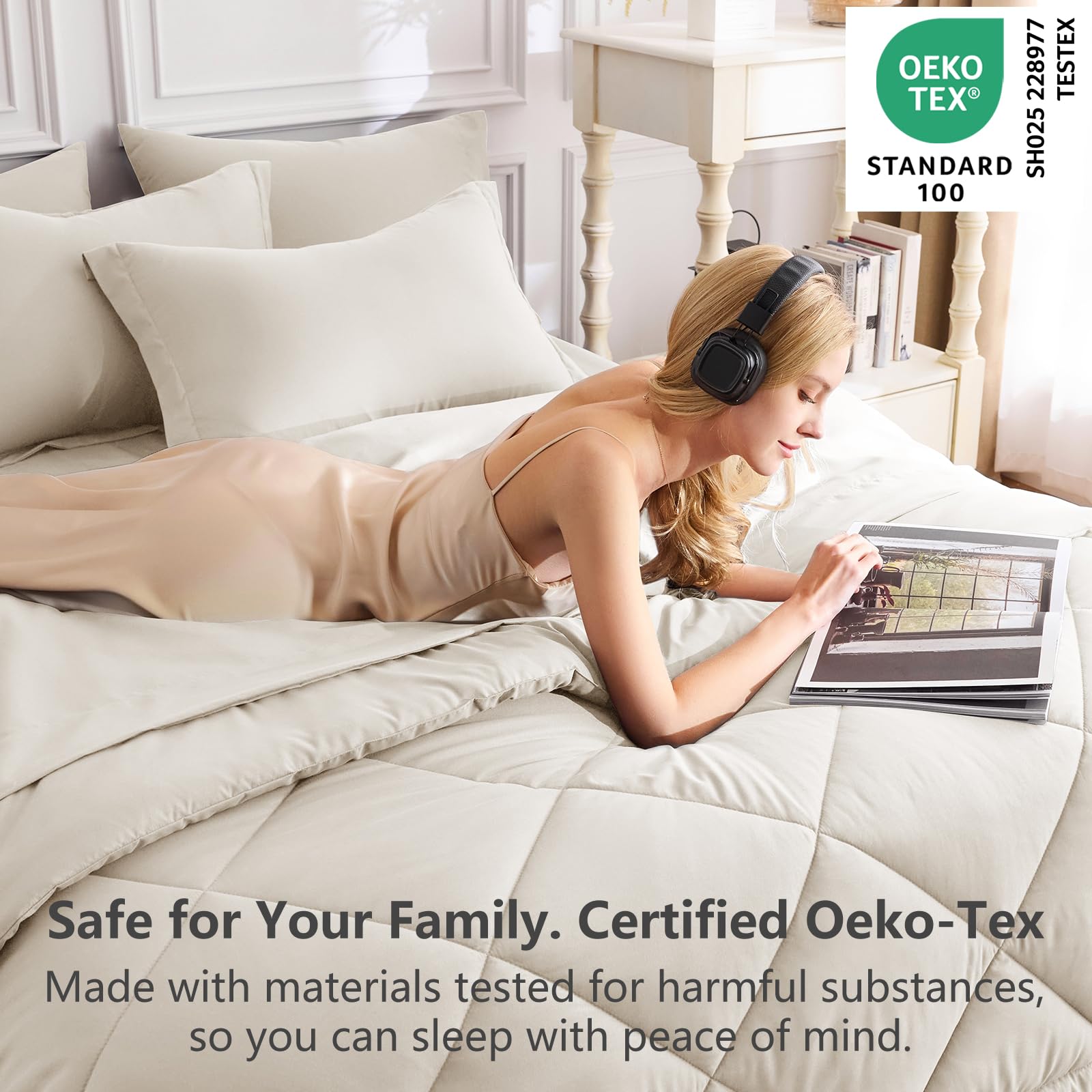 CozyLux fitted sheet pocket depth view illustrating 14-inch fit for mattress toppers