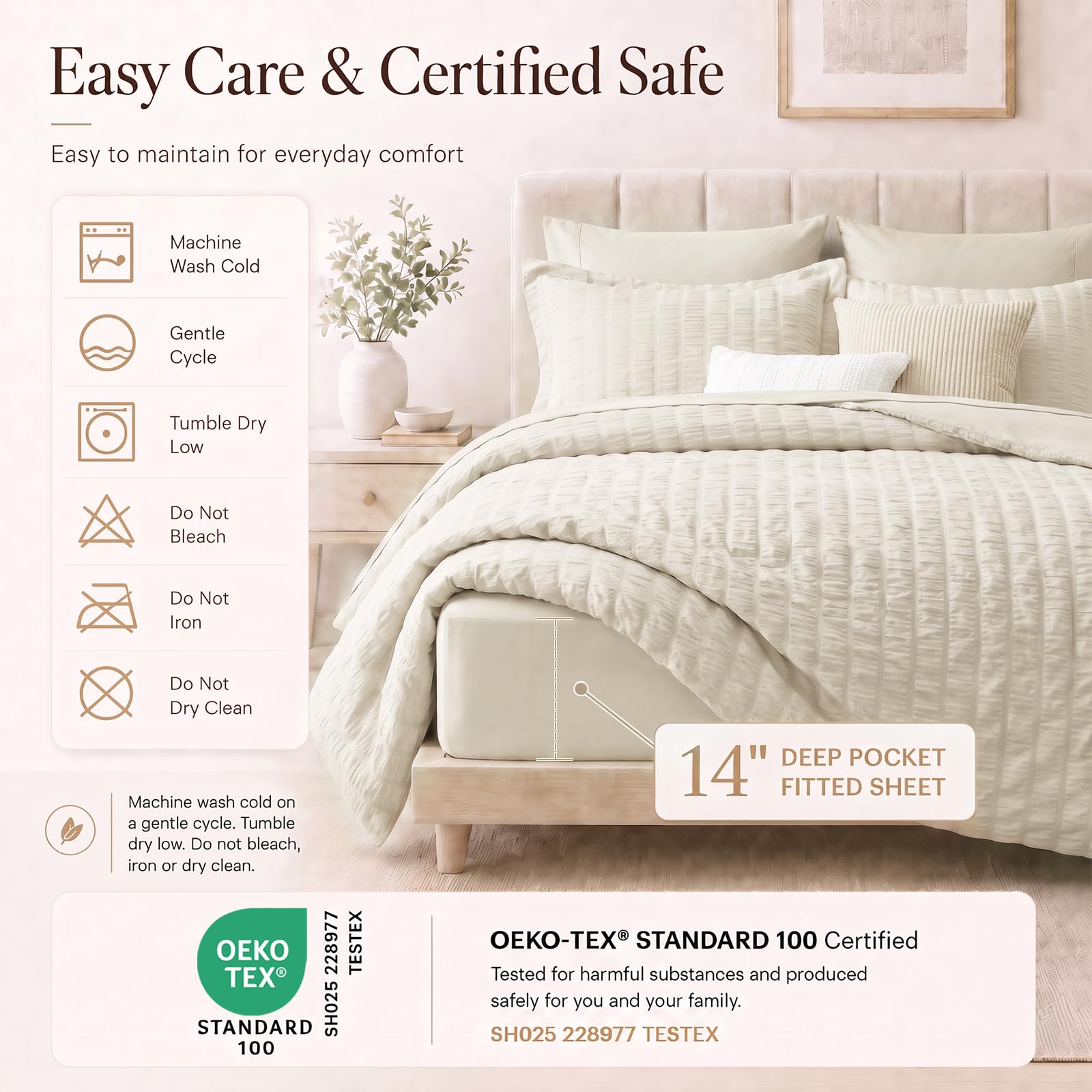 CozyLux flat sheet and pillowcases styled on bed for coordinated look benefit