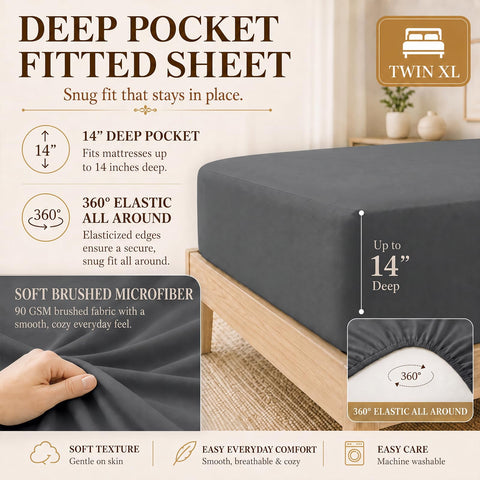 CozyLux flat sheet spread across Twin XL bed offering smooth, wrinkle-resistant surface