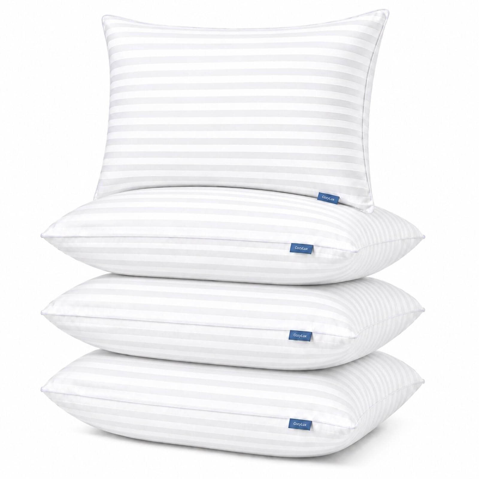 CozyLux front packaging showing four standard pillows and product label for easy identification