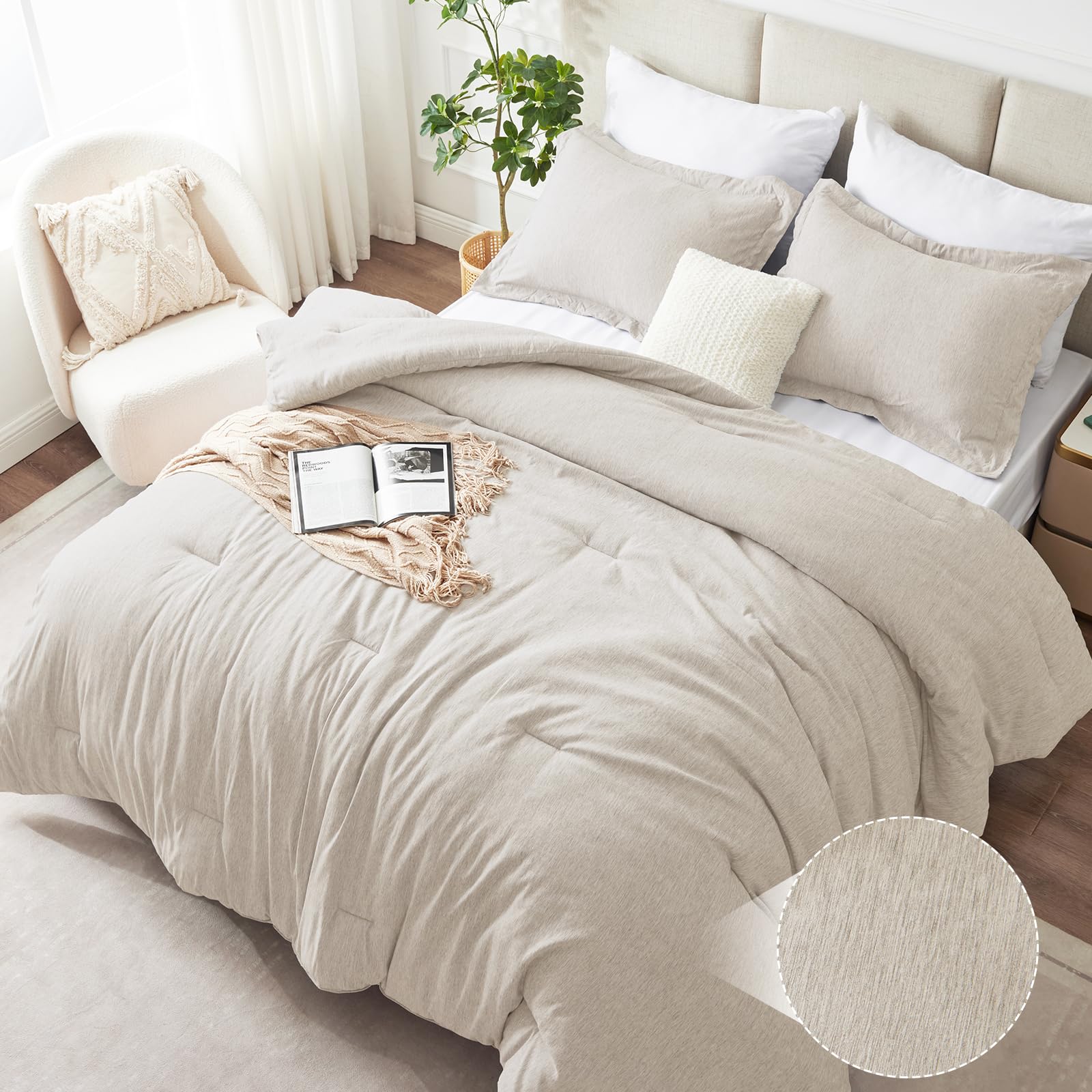 CozyLux front view of comforter set showing full bed coverage and neutral style