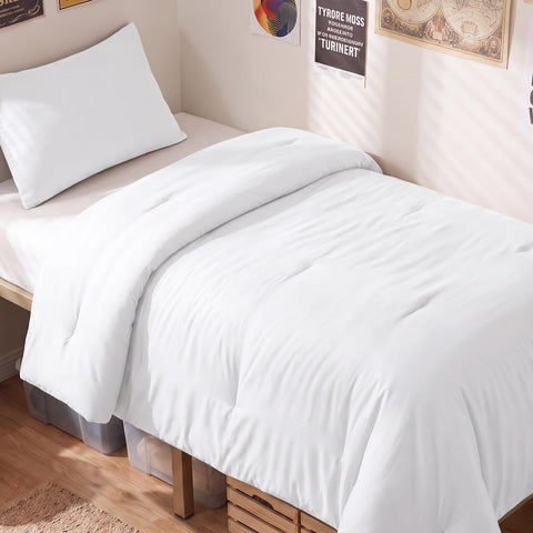 CozyLux front view of white twin comforter set showing clean styling and coverage