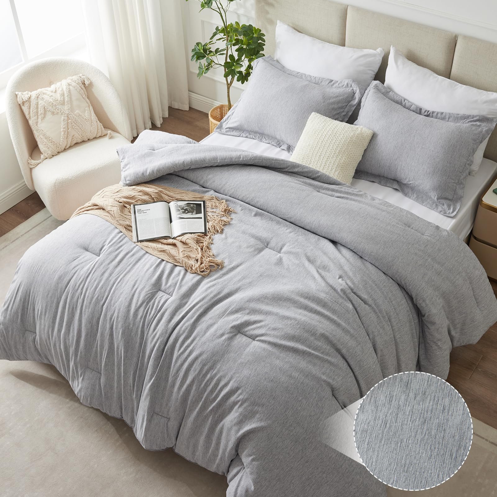 CozyLux front view of comforter set shows neat drape and neutral style
