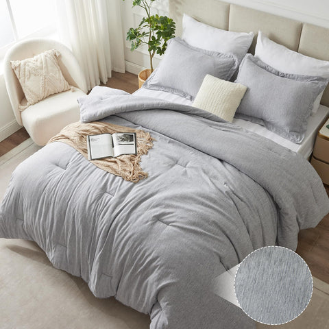 CozyLux front view of comforter set shows neat drape and neutral style