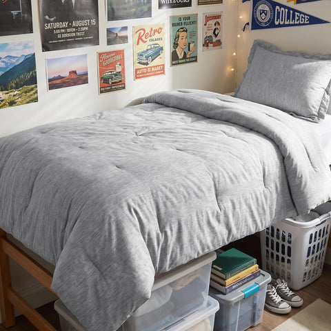 CozyLux front view of comforter set showing neat styling and neutral color benefit